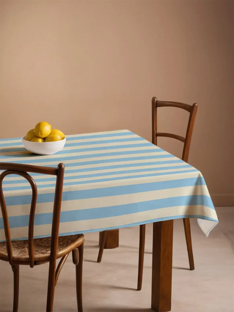 Obrus świąteczny klasyczne błękitne pasy 140x220 cm