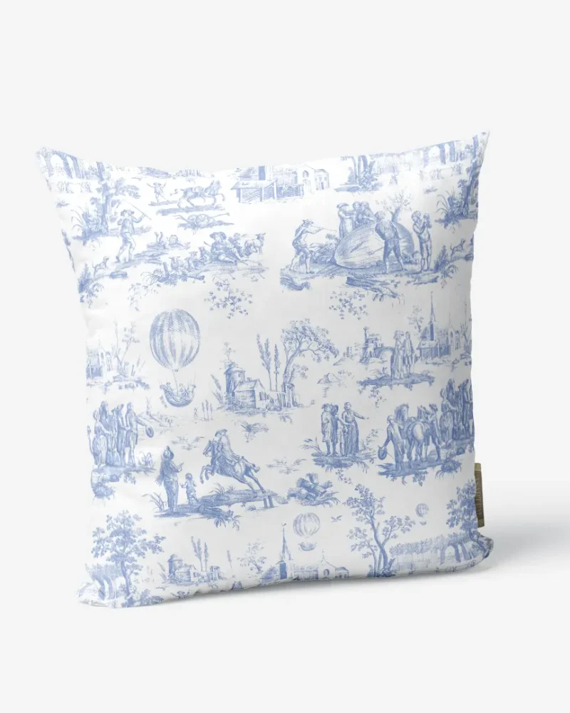 Poduszka Niebieski Toile de Jouy 45x45 cm