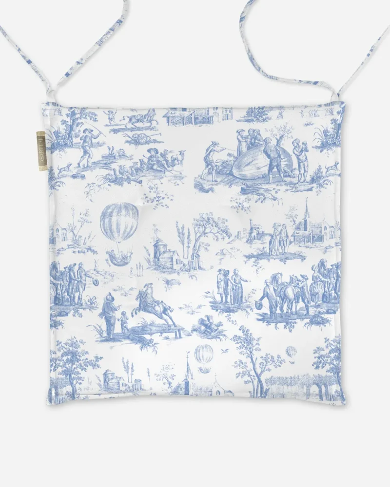 Poduszka na krzesło Niebieski Toile de Jouy 40x40 cm