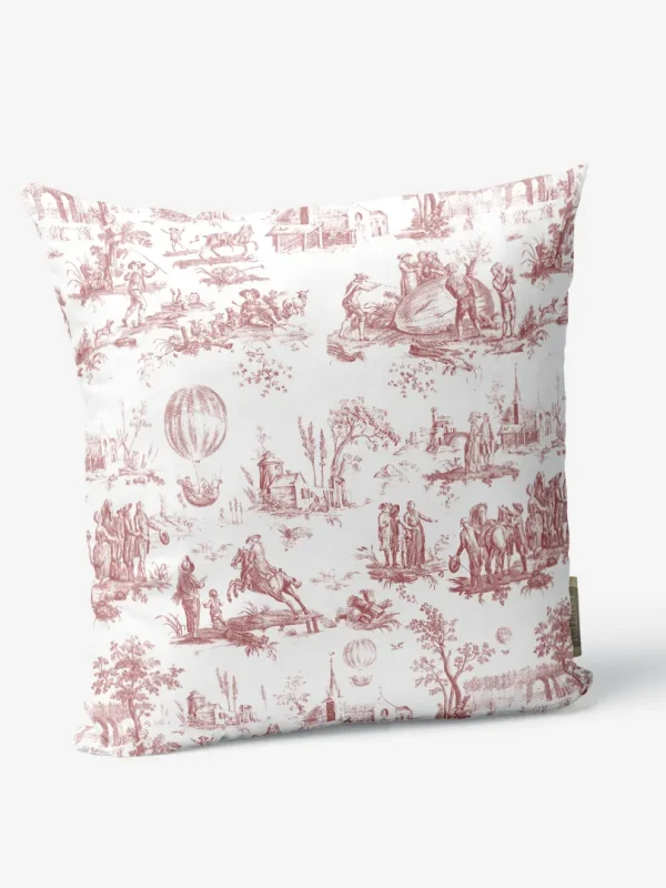 Poduszka Czerwony Toile de Jouy 45x45 cm