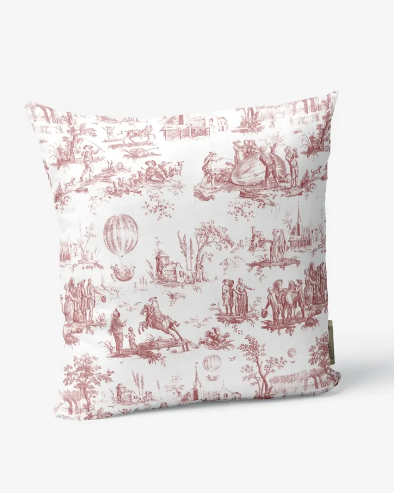 Poduszka Czerwony Toile de Jouy 45x45 cm