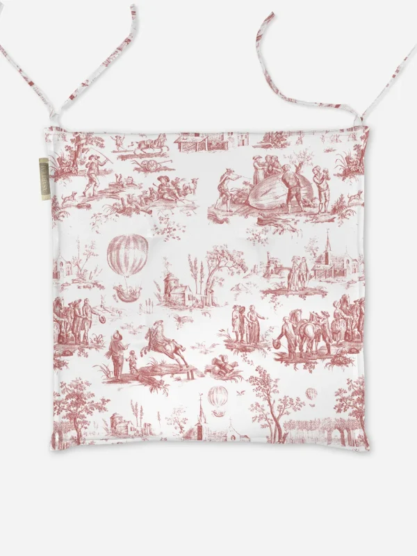 Poduszka na krzesło Czerwony Toile de Jouy 40x40 cm