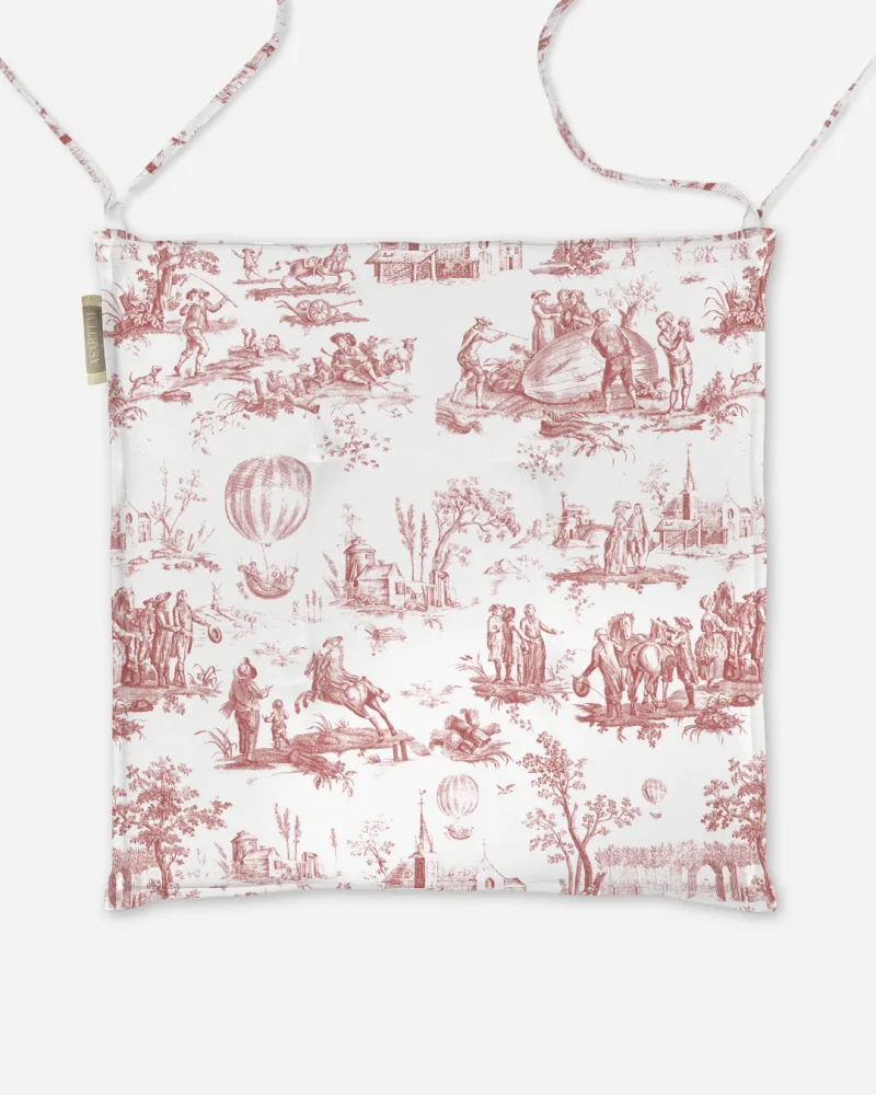 Poduszka na krzesło Czerwony Toile de Jouy 40x40 cm