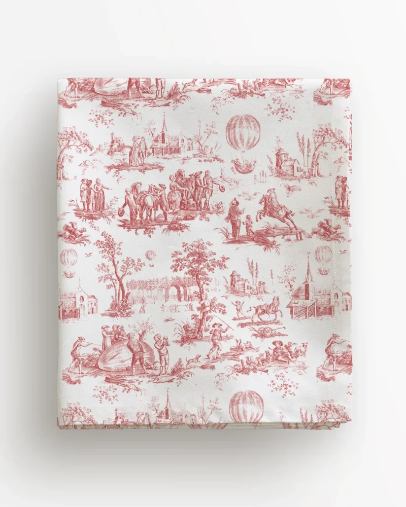 Obrus Czerwony Toile de Jouy 100x100 cm