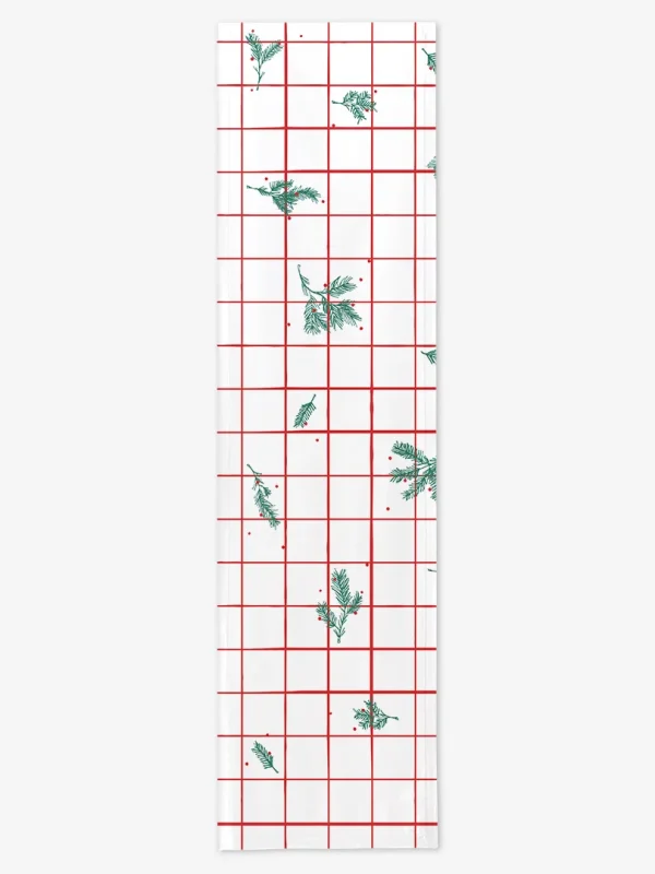 Bieżnik świąteczny krata i gałązki 40x150 cm