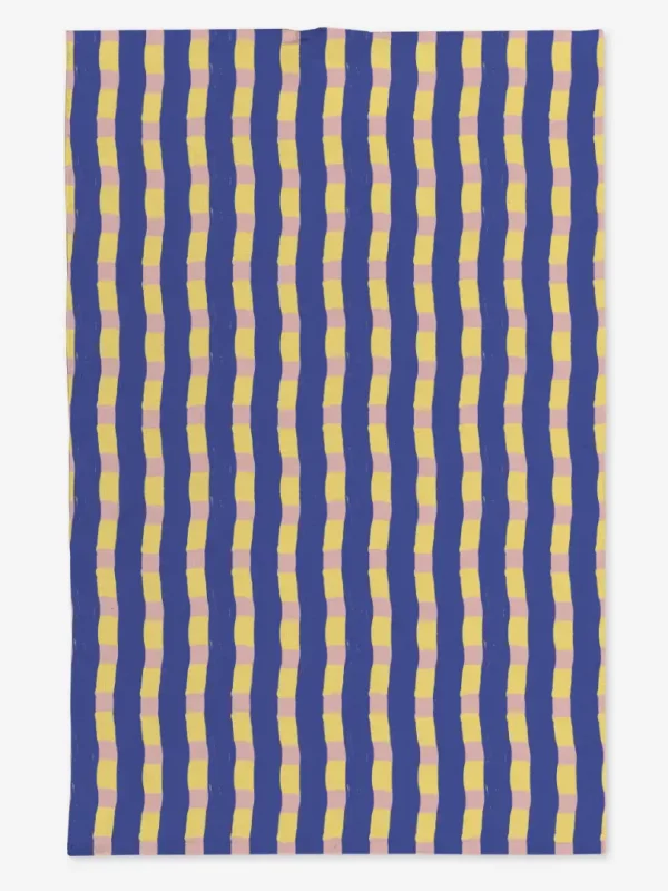Ręcznik kuchenny niebiesko zółto różowa krata 50x70 cm