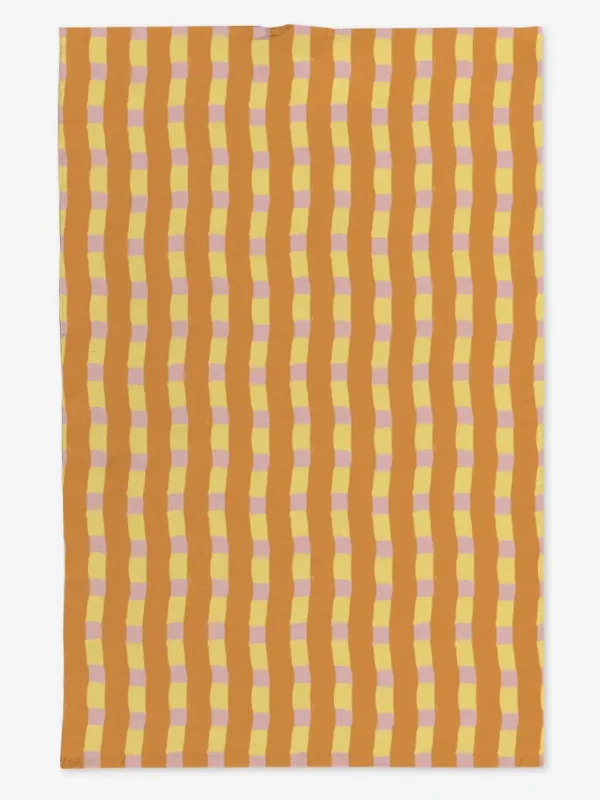 Ręcznik kuchenny pomarańczowo zółto różowa krata 50x70 cm