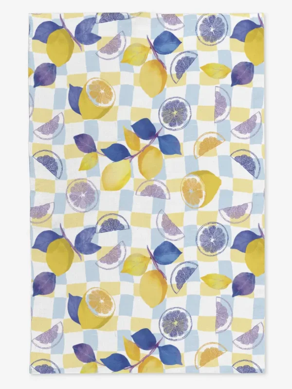 Ręcznik kuchenny cytryny błękitna krata 50x70 cm