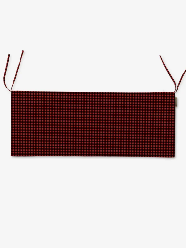 Poduszka na ławkę czarno czerwona kratka 48x120 cm