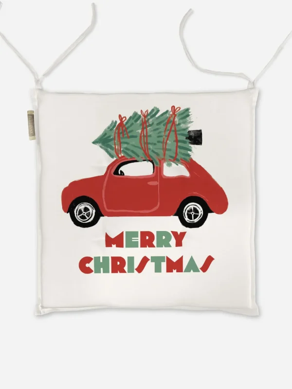 Poduszka świąteczna na krzesło Świąteczny samoch&oacute;d Merry Christmas 40x40 cm