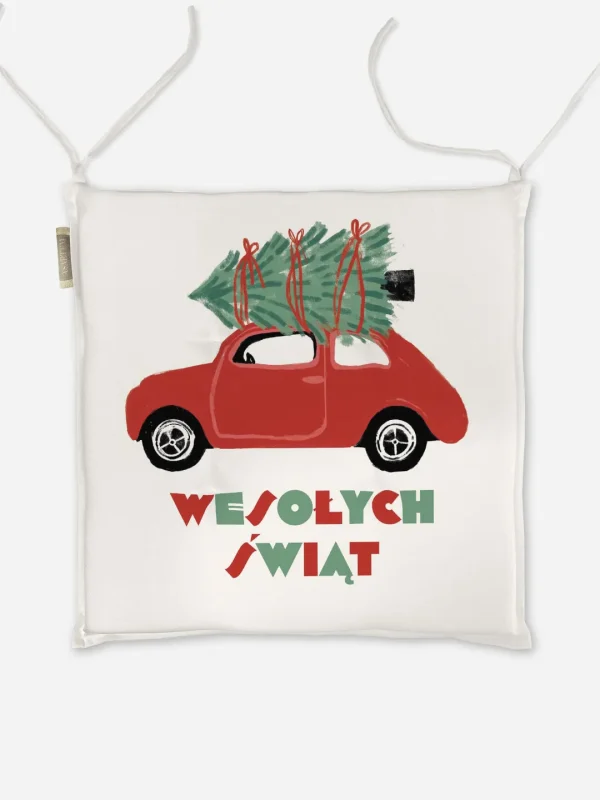 Poduszka świąteczna na krzesło Wesołych Świąt 40x40 cm