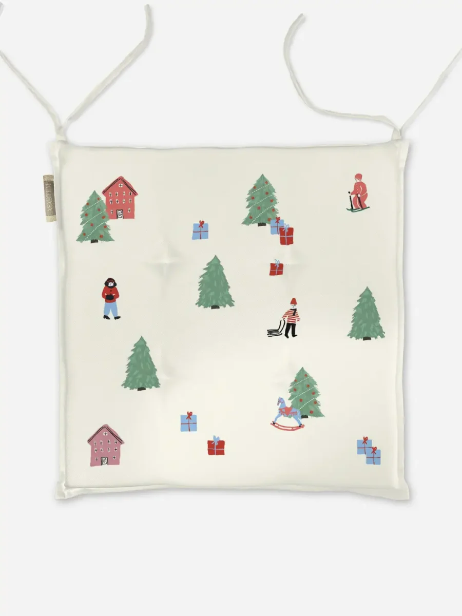 Poduszka świąteczna na krzesło Świąteczny pejzaż 40x40 cm