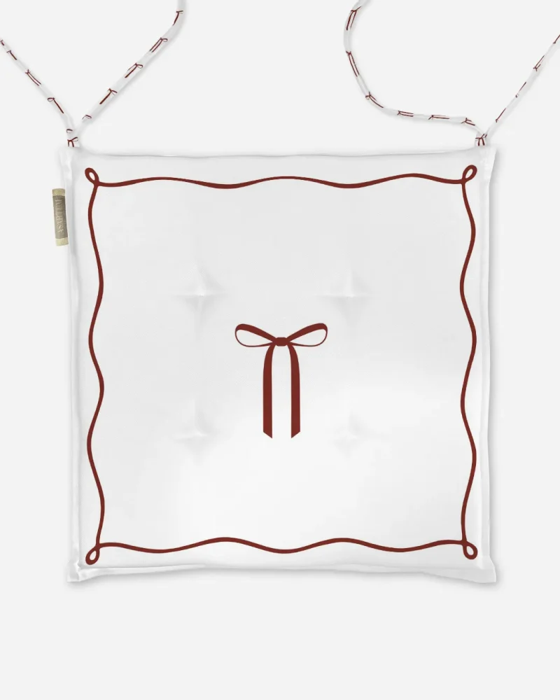 Poduszka świąteczna na krzesło elegancka kokardka 40x40 cm