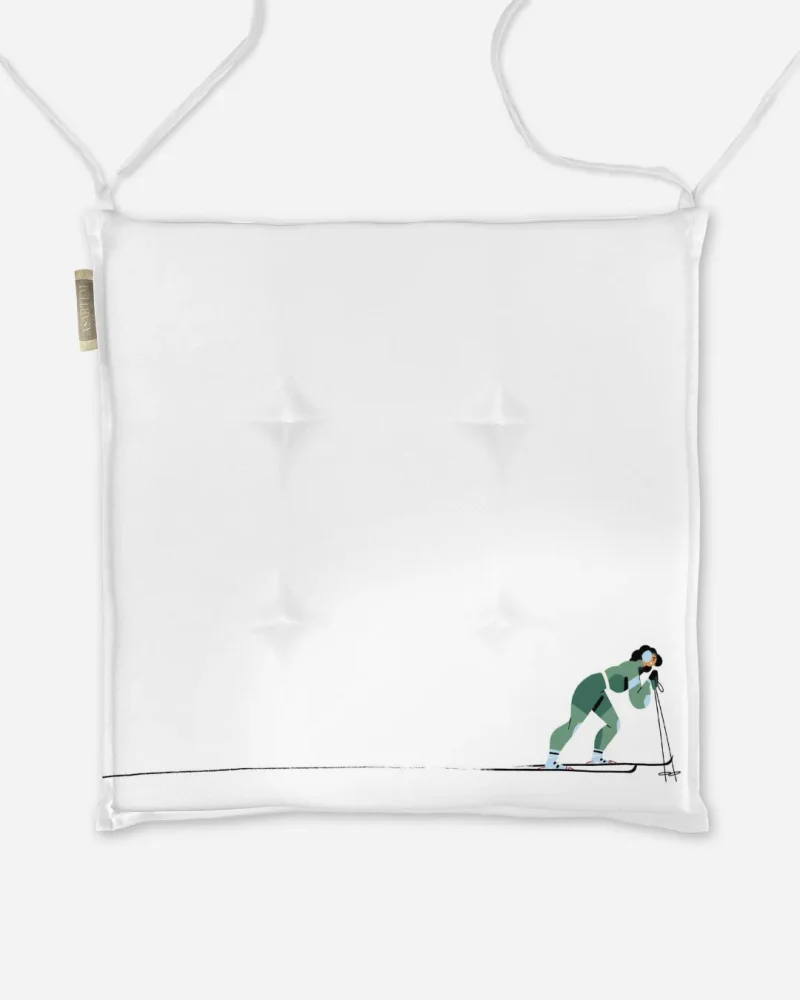 Poduszka świąteczna na krzesło Zielona narciarka 40x40 cm