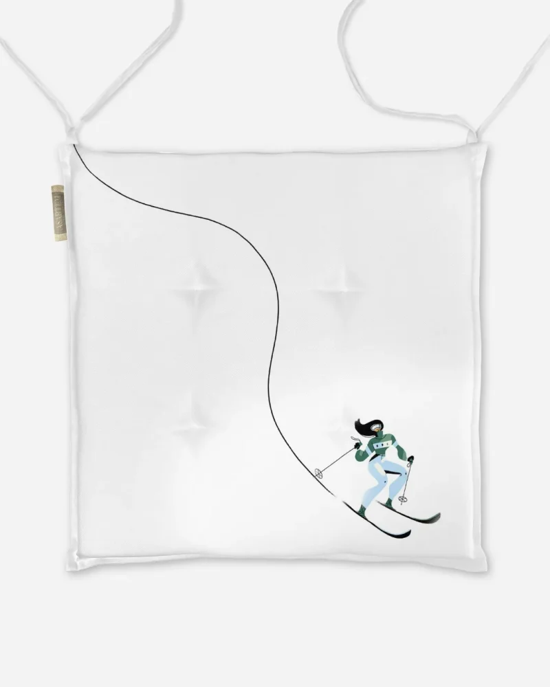 Poduszka świąteczna na krzesło Niebieska narciarka 40x40 cm