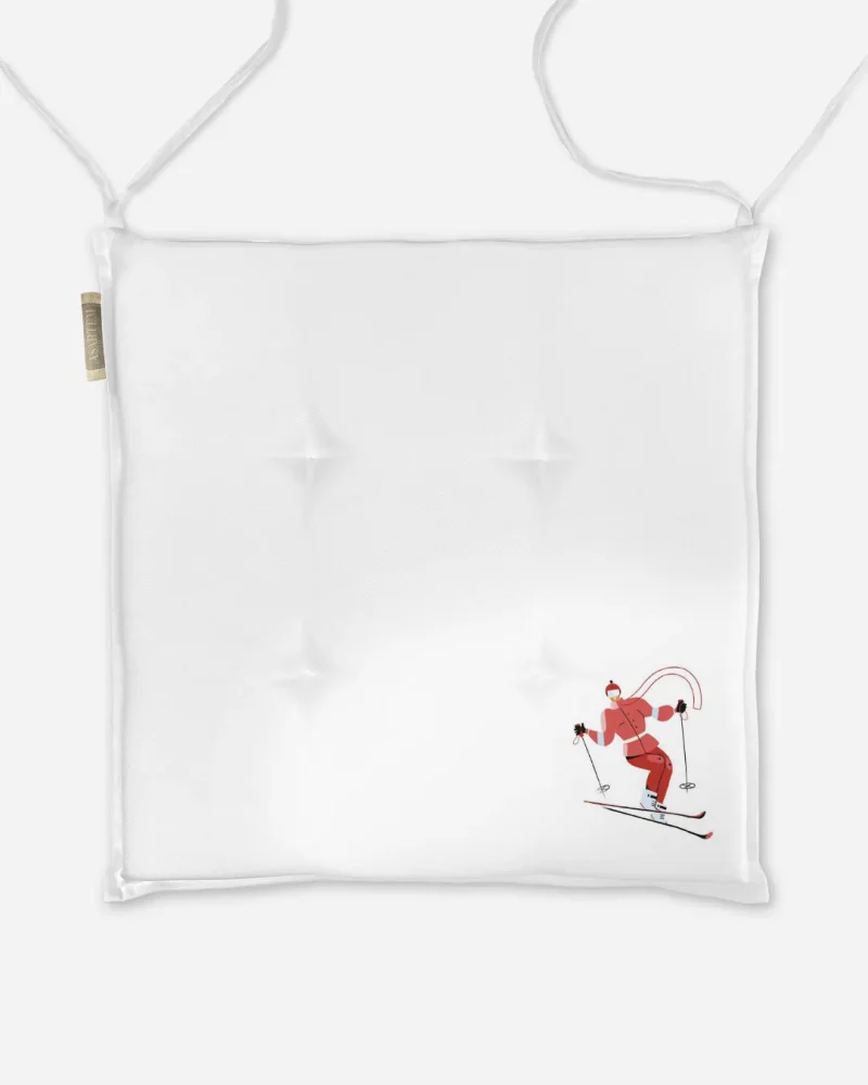 Poduszka świąteczna na krzesło Czerwona narciarka 40x40 cm