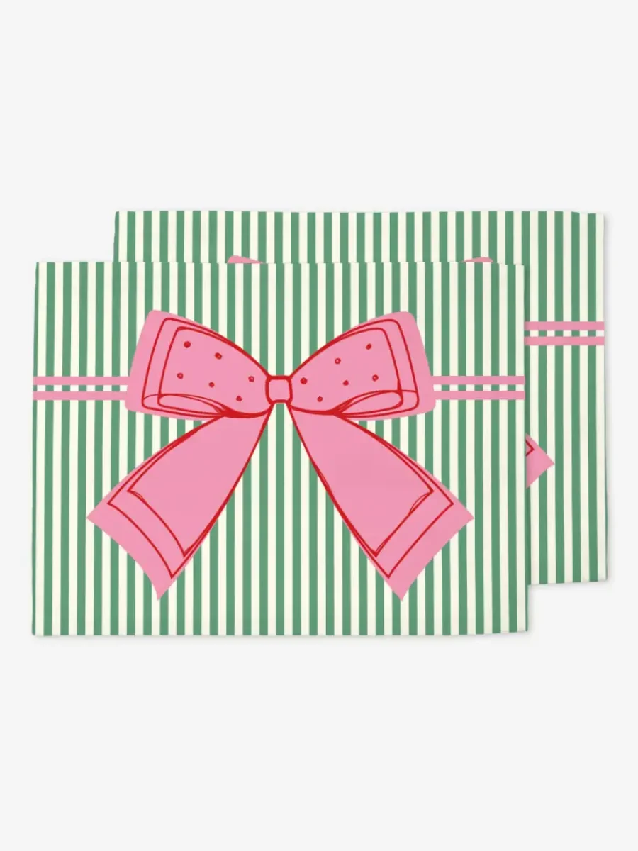 Podkładki świąteczne Kokardka zielone paski 35x45 cm