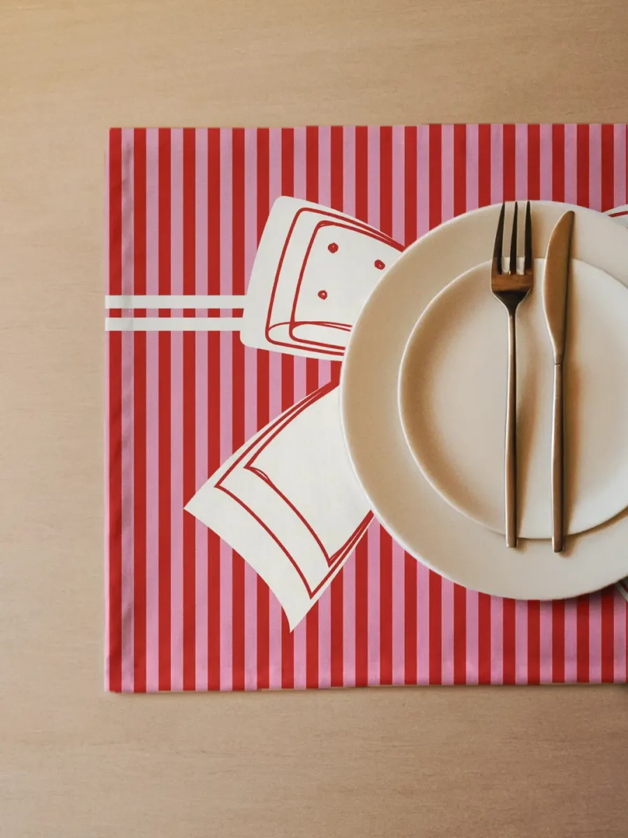 Podkładki świąteczne Kokardka czerwone paski 35x45 cm