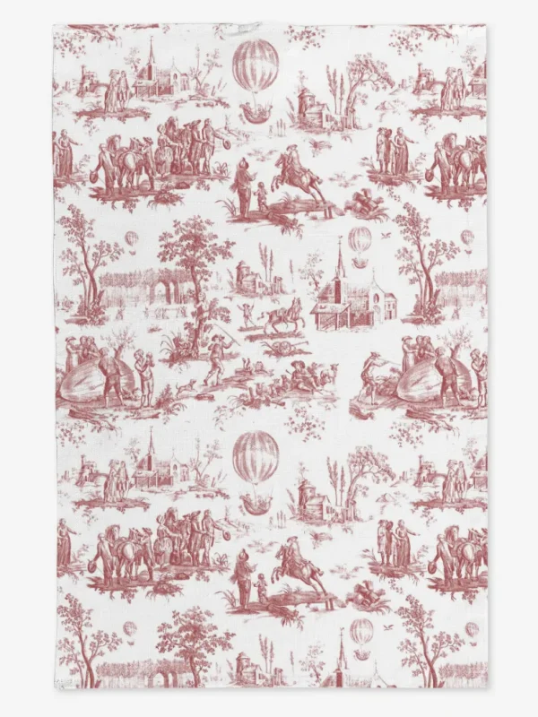 Ręcznik kuchenny Czerwony Toile de Jouy 50x70 cm