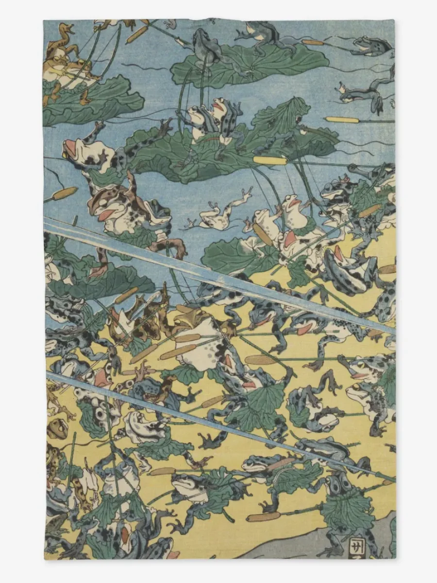 Ręcznik kuchenny Battle Of Frogs 1 Kawanabe Kyōsai 50x70 cm